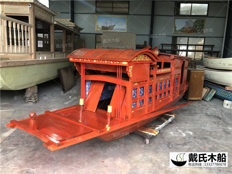 5米南湖紅船定制 仿古雕花 木船手藝制造