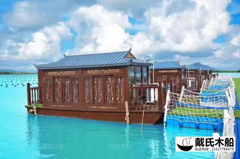 江門水上賓館船 水庫岸邊用的住宿木船 家庭水上旅館