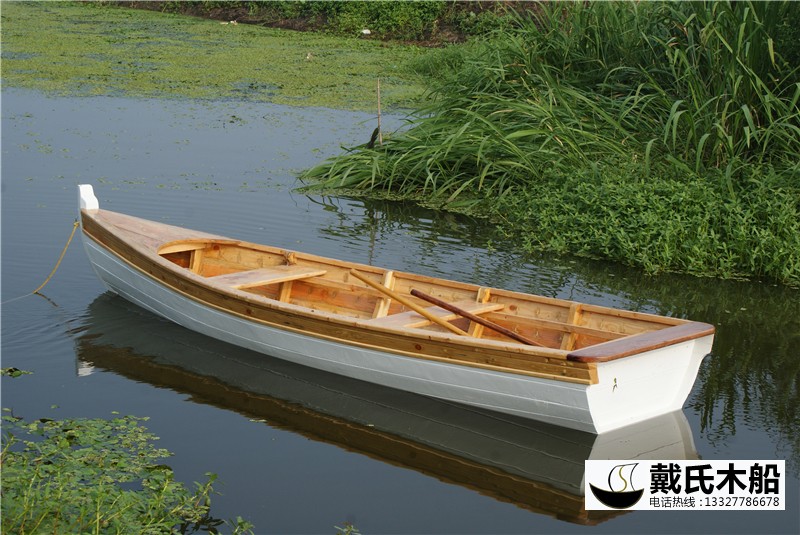 4米一頭尖尖的小木船 歐式小型手劃船